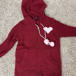 F21 maroon fuzzy heart jacket size small